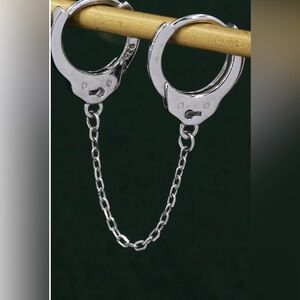 Double Handcuff Sterling Silver Chain Earrings